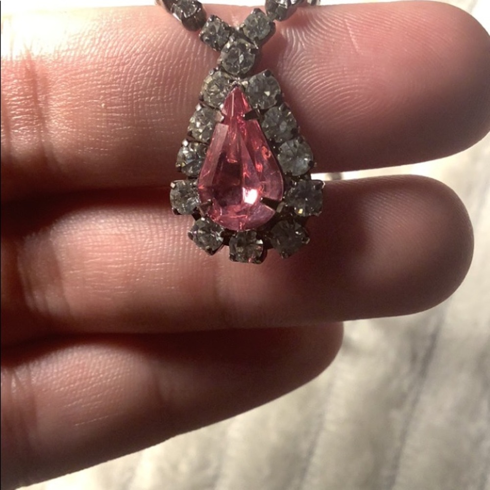 Pink diamond silver diamond necklace